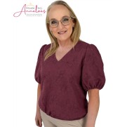 S Enjoy Blouson Bloem Borduur 127612 port/wijn rood